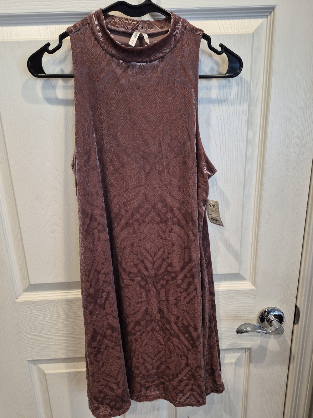 Mudd Sleeveless Textured Velvet Dress - Plum Brown